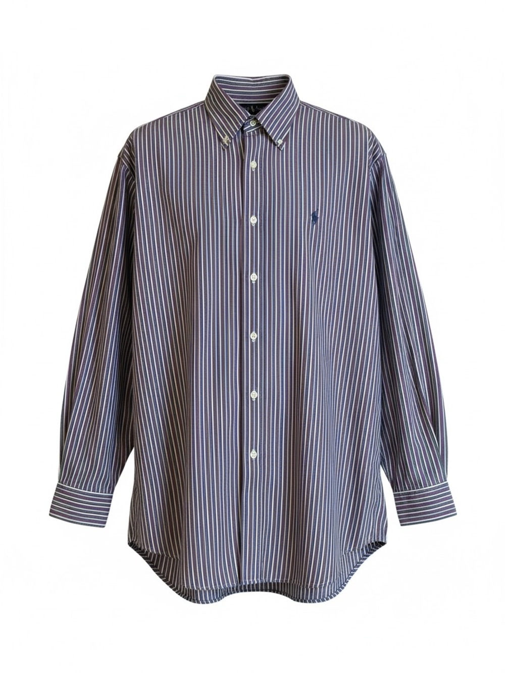 Ralph Lauren Navy and White Stripe Button-Down Dress Shirt